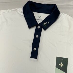 Tuckernuck Performance Polo Mens Large White Blue Floral S195380 Golf Tennis NEW